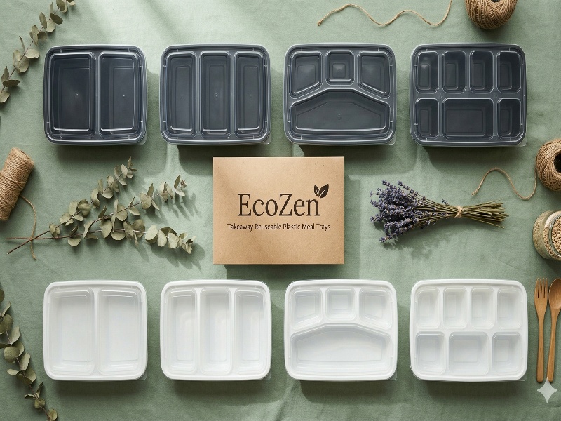 Takeaway Reuseable Plastic Meal Trays