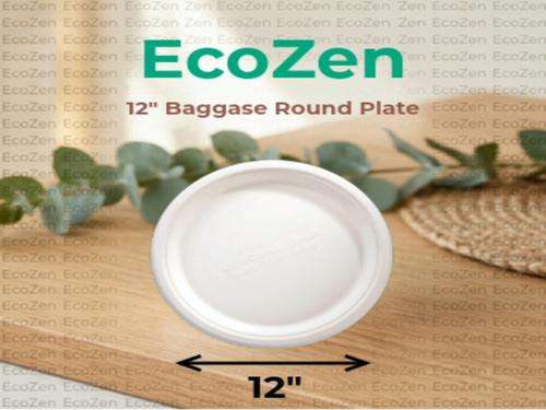 12" Baggase Round Plate - Eco-friendly packaging