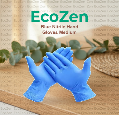 Blue Nitrile Hand Gloves Medium (100 pcs) - Eco-friendly packaging