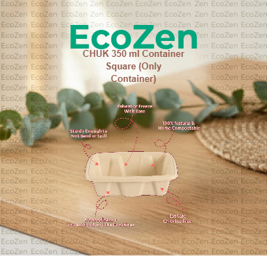 CHUK 350 ml Container Square (Only Container) - Eco-friendly packaging